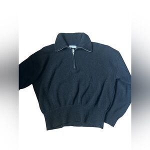Zara  Black Sweater with Half-Zip